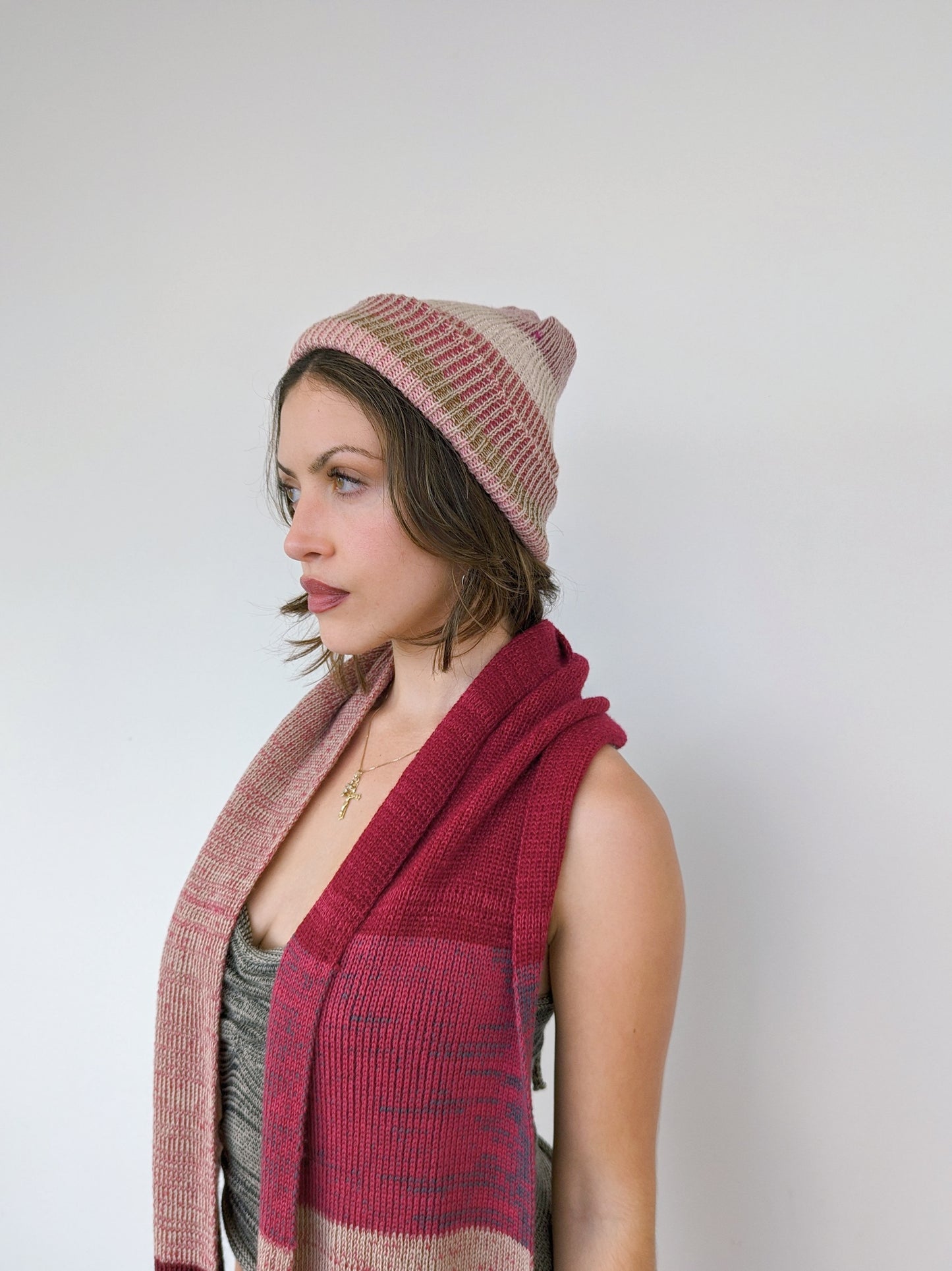 Classic Ribbed Knit Beanie in Vintage Stripe - heyzoemay